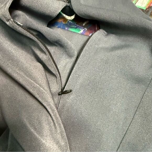 Minimalist Gray Blue High-Neck Jumpsuit - Wide-Leg, Size Large, Zip Closure - Picture 11 of 11